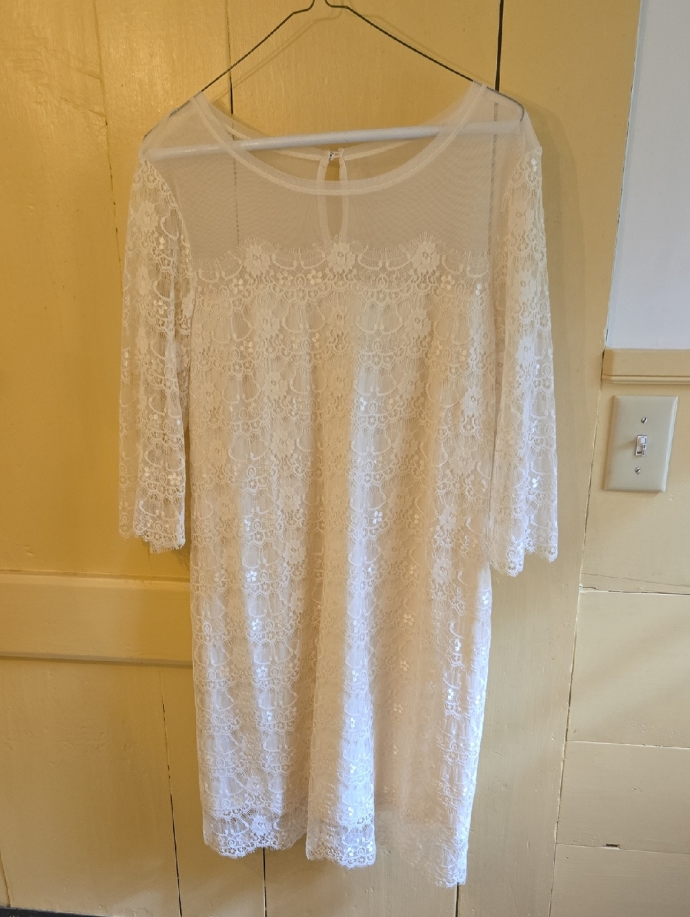 Max & Cleo White Lace Long Sleeve Dress